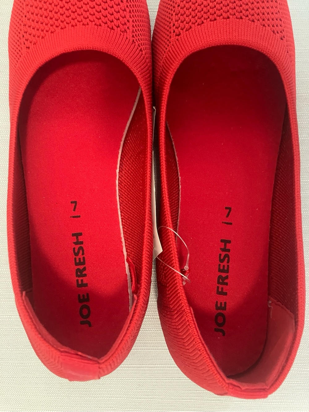 NWT Joe Fresh Red Knit Ballet Flats Size 7 | Lightweight Slip-On Shoes - Picture 7 of 11